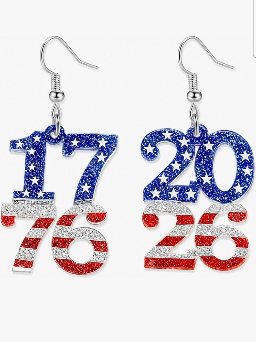 Patriotic  Drop Earrings - Red, White & Blue America 250
